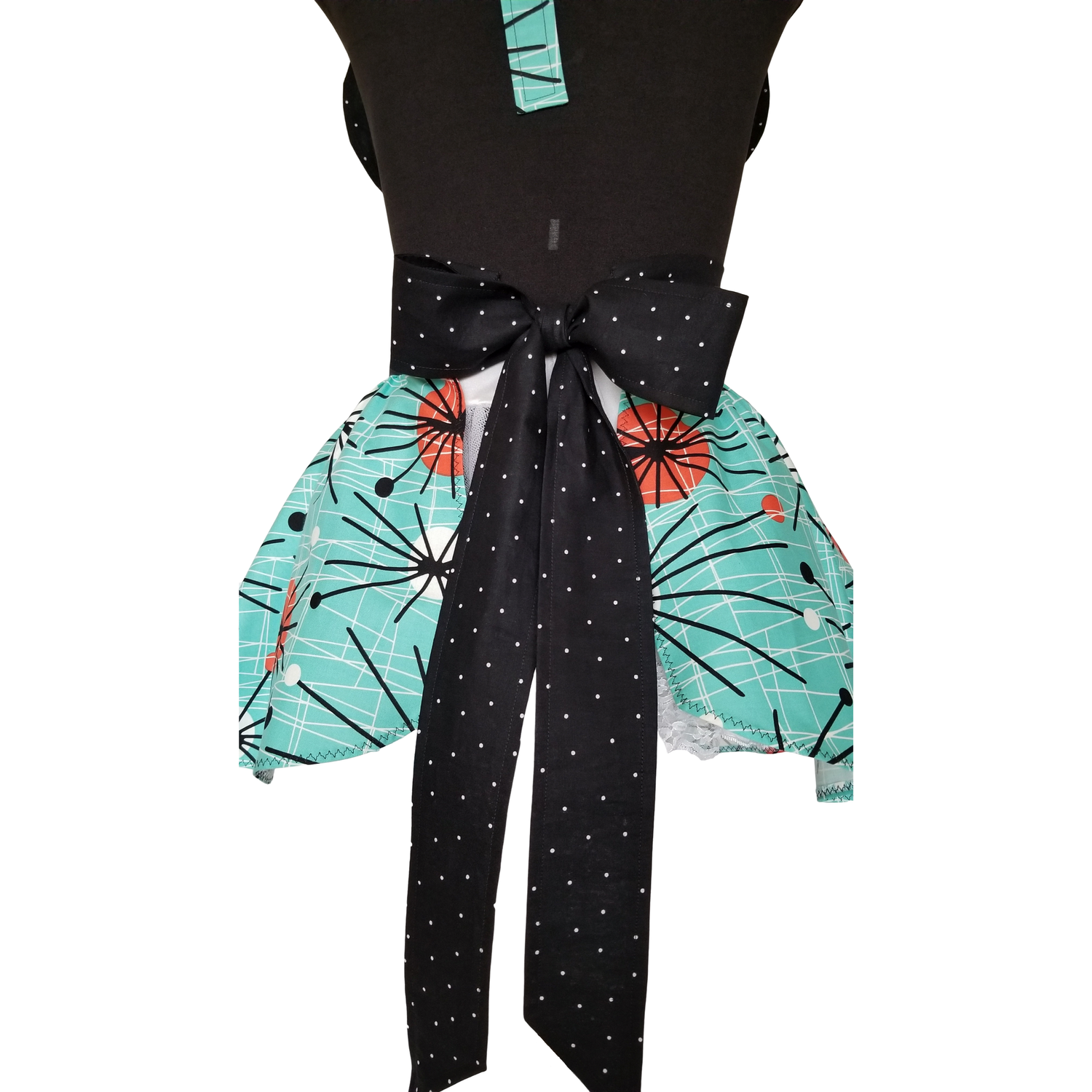 Mid Century Modern Atomic Apron - Turquoise Pinup Aprons for